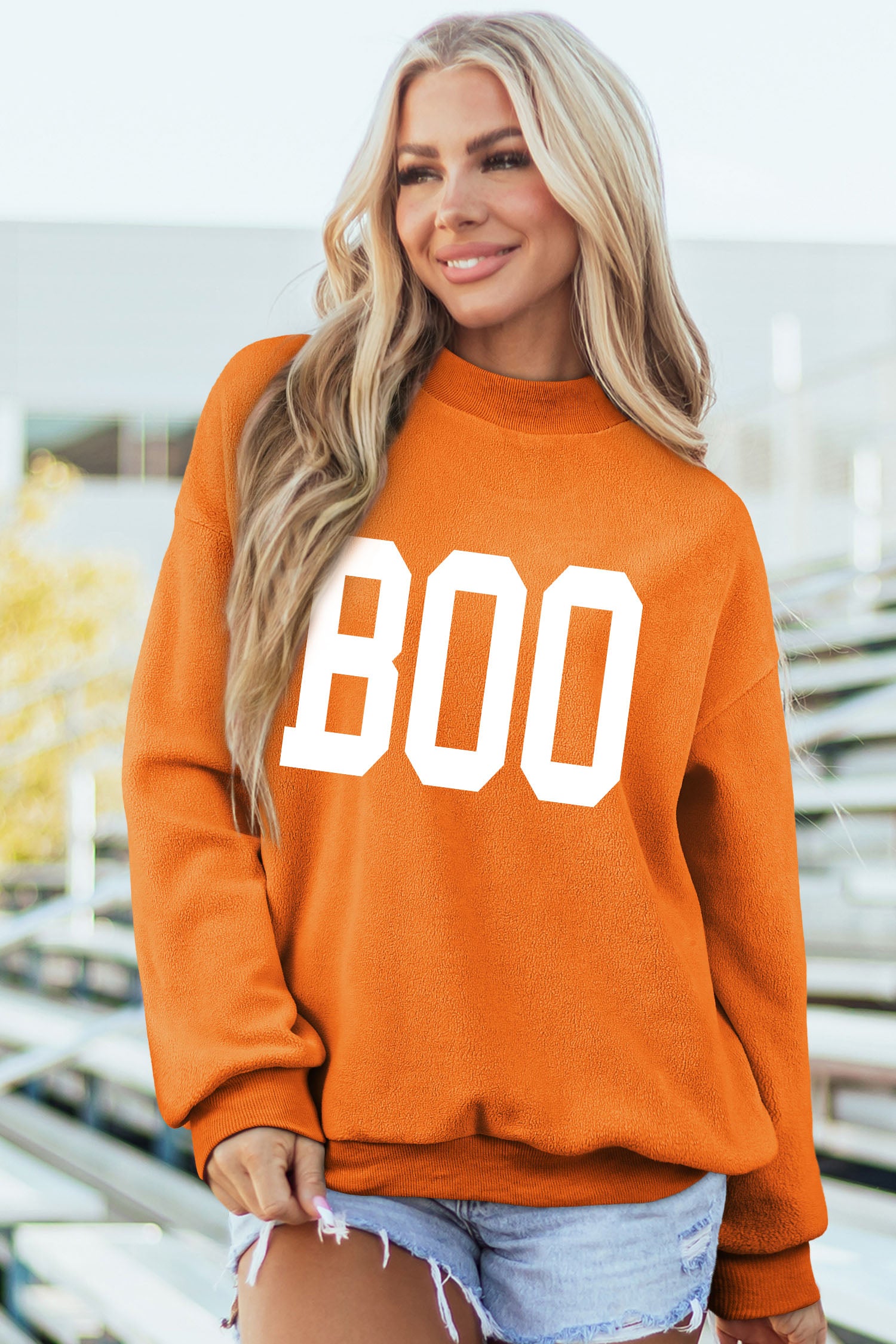 Carrot SPOOKY/ BOO Double Side Print Halloween Reversible Mock Neck Sweatshirt