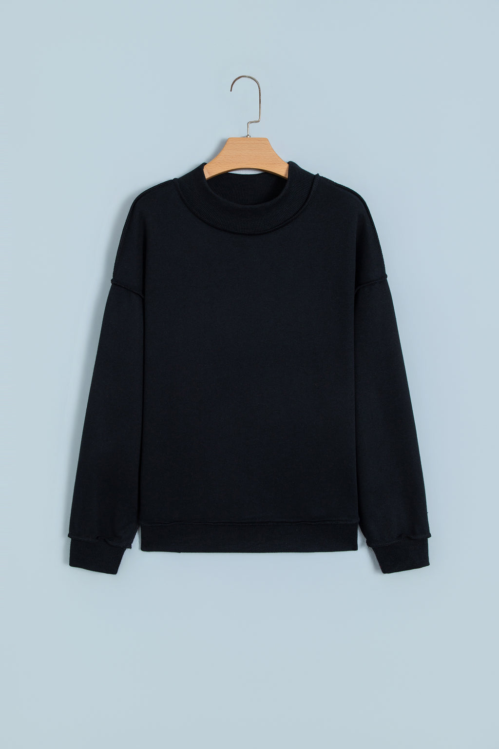 Bluing Oversize Drop Shoulder Reversible Mock Neck Sweatshirt