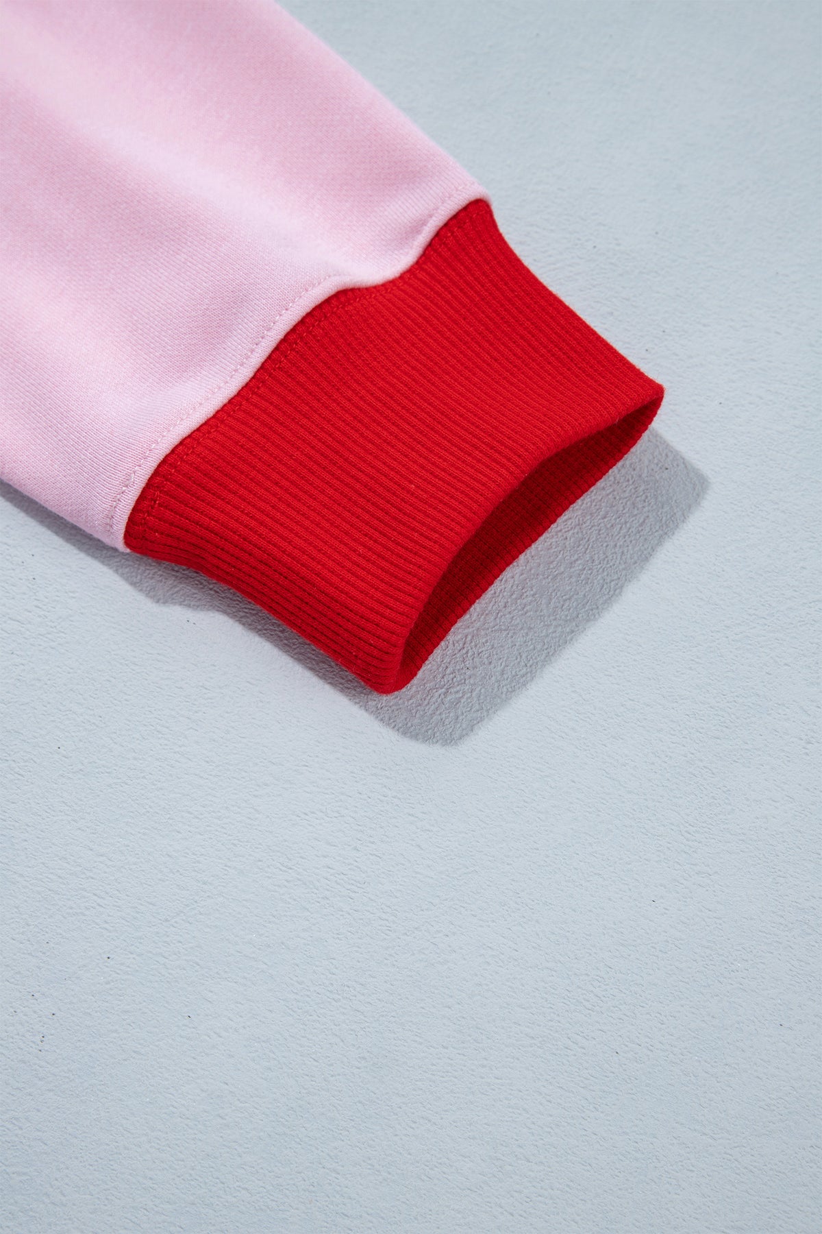 Grapefruit Orange Colorblock Trim Crewneck Long Sleeve Pullover Sweatshirt