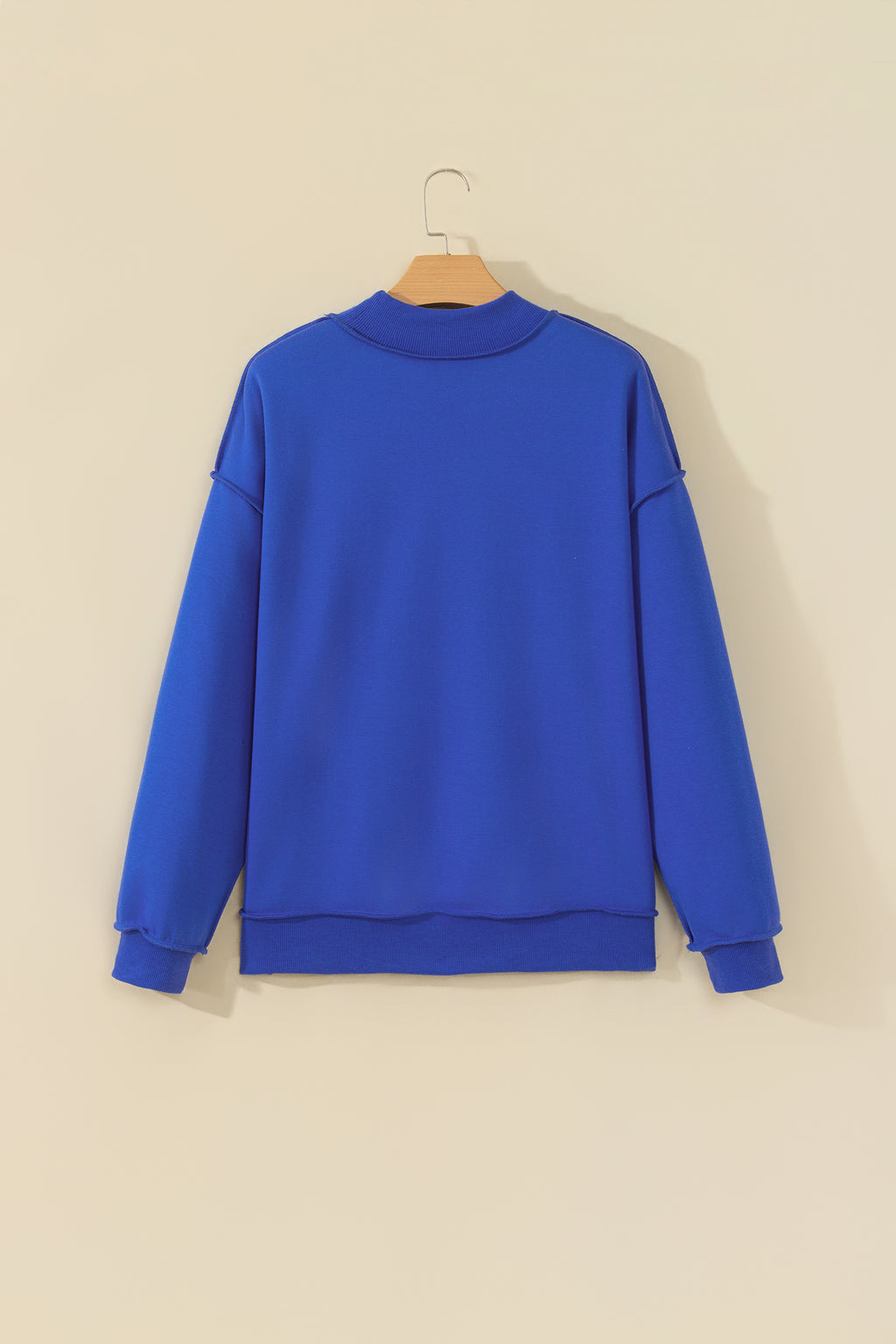 Bluing Oversize Drop Shoulder Reversible Mock Neck Sweatshirt