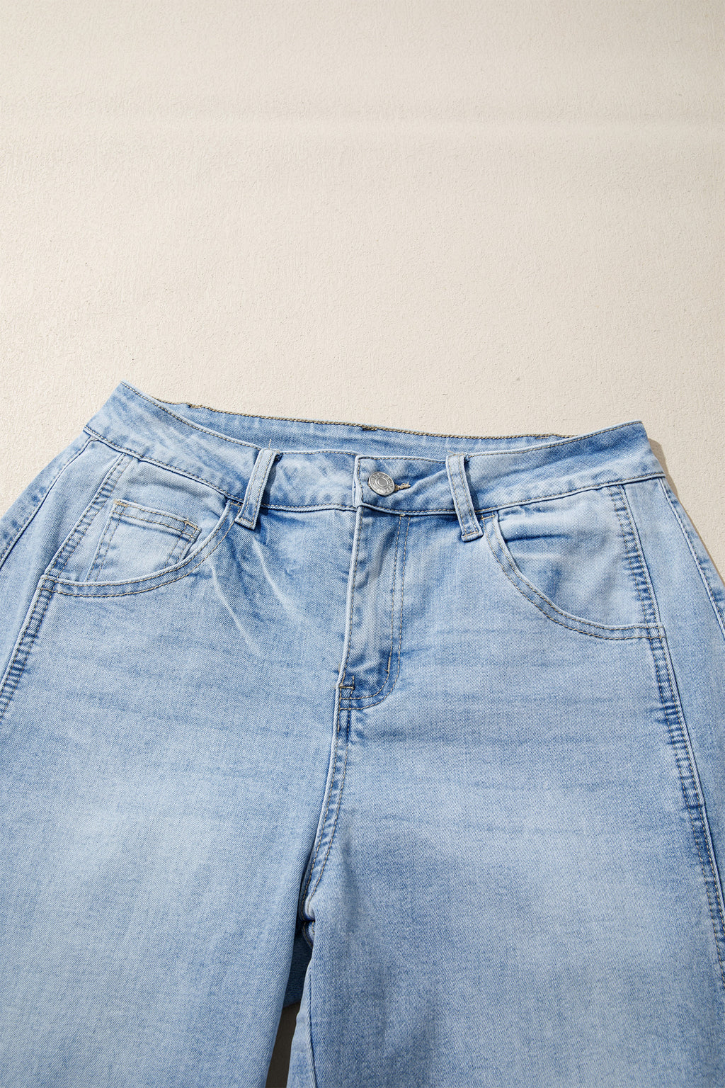 Myosotis Raw Hem Turnup Loose Ankle-length Jeans