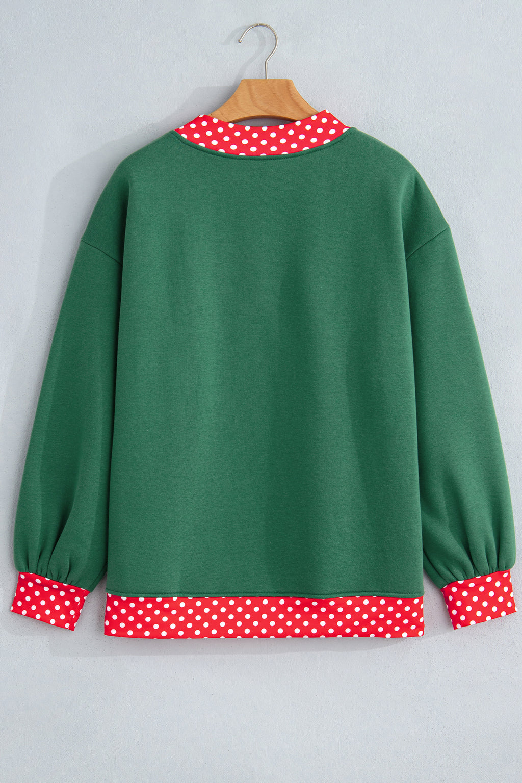Red Colorblock Polka Dot Contrast Trim Oversized Sweatshirt
