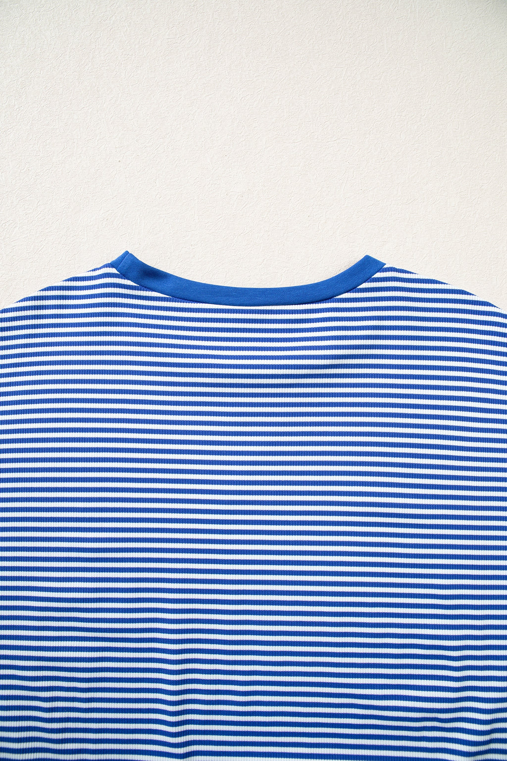 Blue Stripe Oversized Long Sleeve Top Drawstring Loose Shorts 2pcs Set