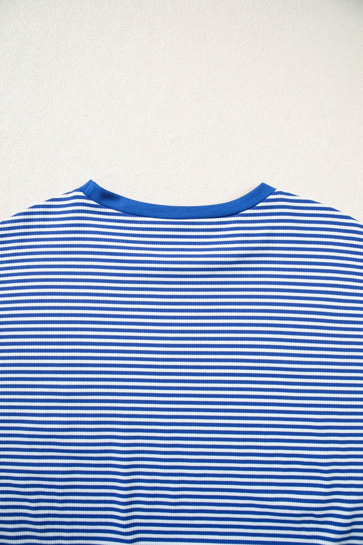 Blue Stripe Oversized Long Sleeve Top Drawstring Loose Shorts 2pcs Set