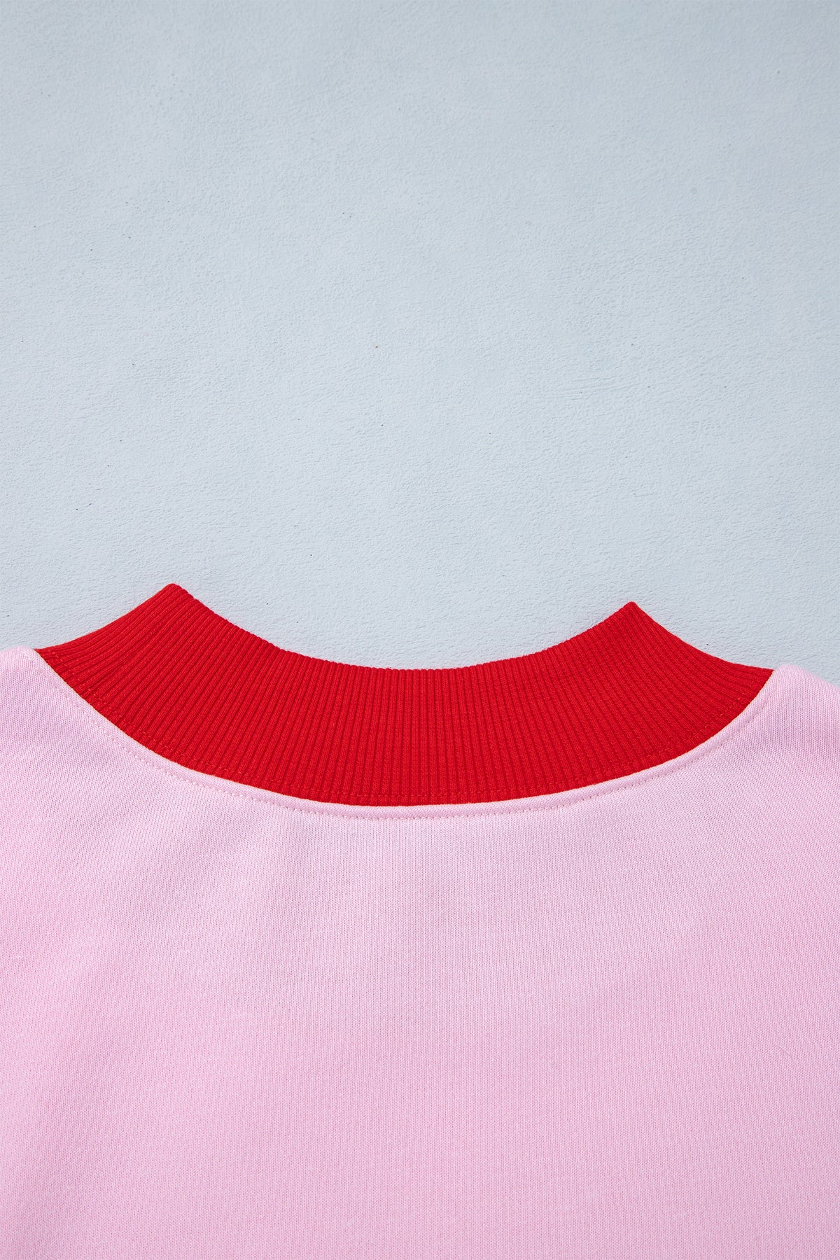 Grapefruit Orange Colorblock Trim Crewneck Long Sleeve Pullover Sweatshirt