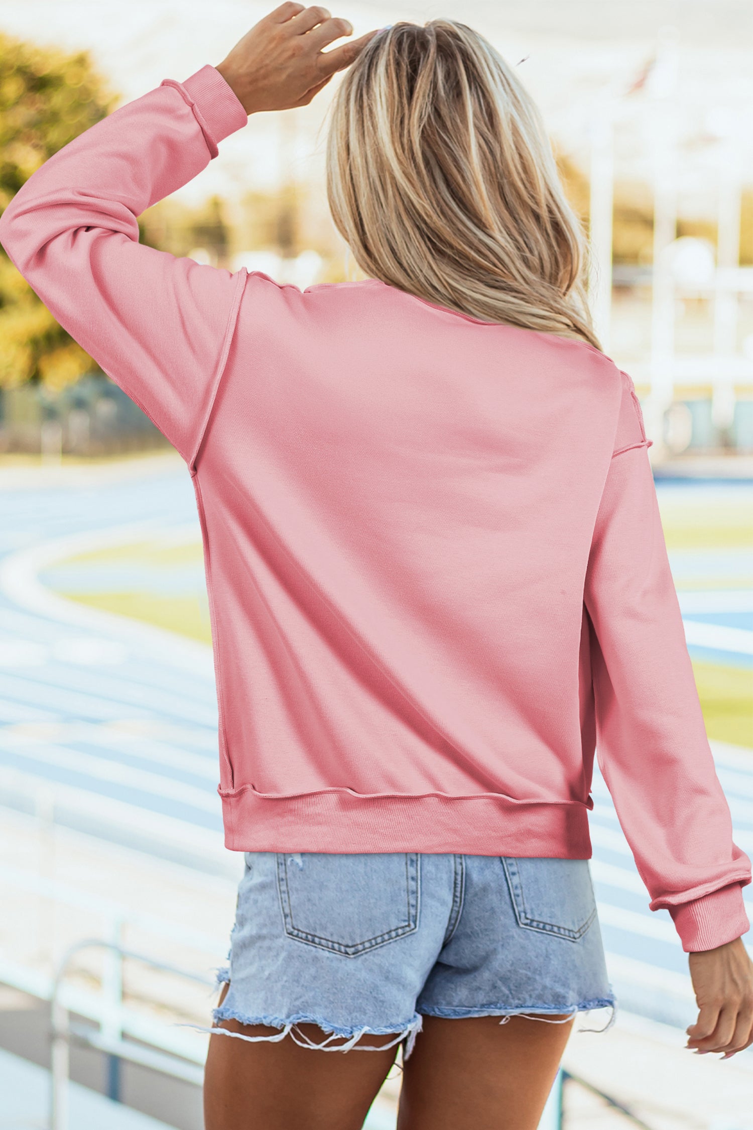 Light Pink WWJD/ AMEN Double Side Printed Mock Neck Reversible Sweatshirt