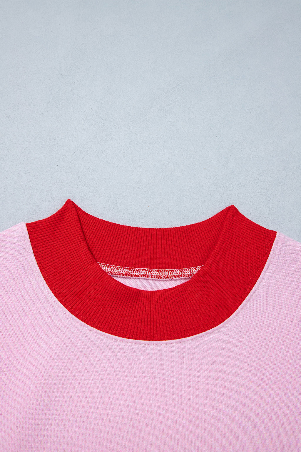 Grapefruit Orange Colorblock Trim Crewneck Long Sleeve Pullover Sweatshirt