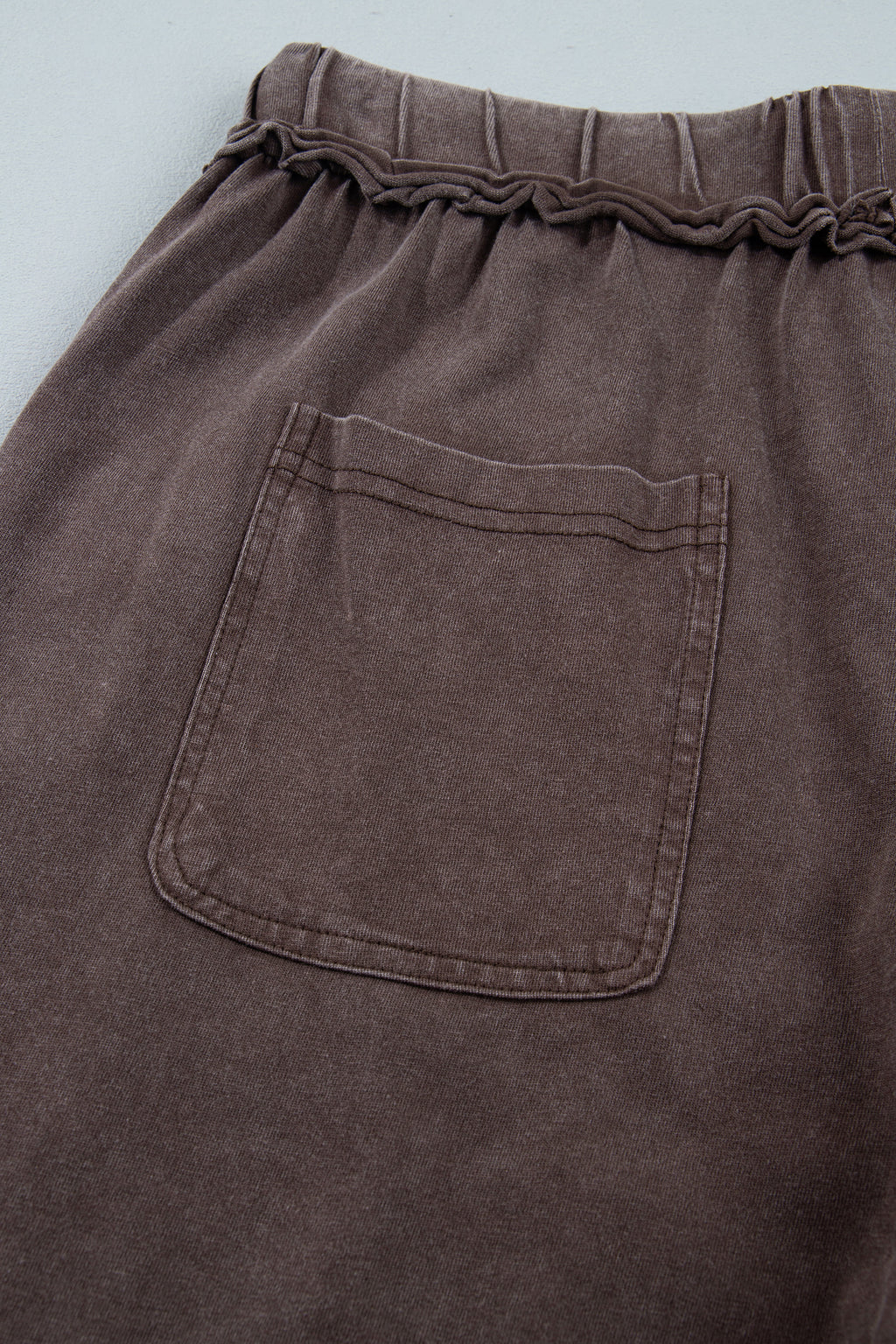 Coffee Mineral Wash Seam Detail Flare Leg Drawstring Pants