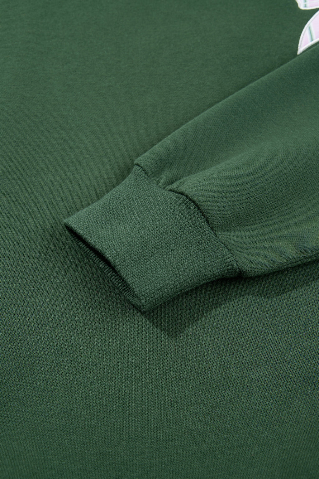 Blackish Green Striped Bow Graphic Oversized Sweatshirt