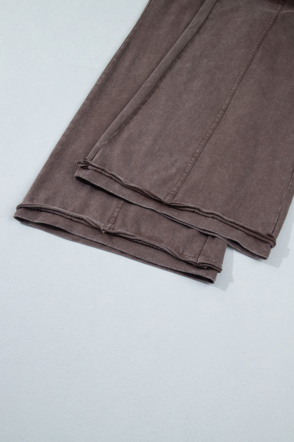 Coffee Mineral Wash Seam Detail Flare Leg Drawstring Pants