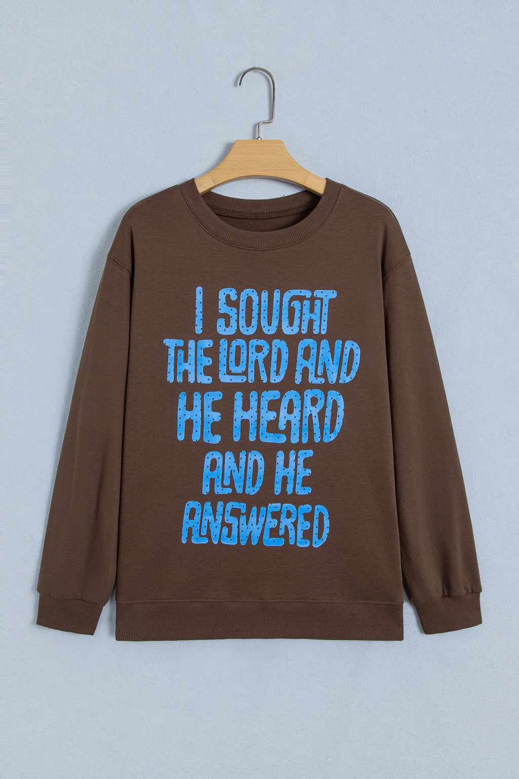 Coffee Polka Dot Slogan Print Casual Pullover Sweatshirt