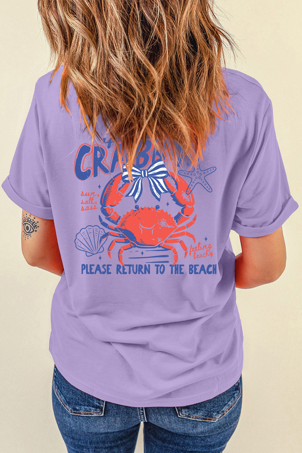 Orchid Petal CRABBY Beach Day Graphic T Shirt