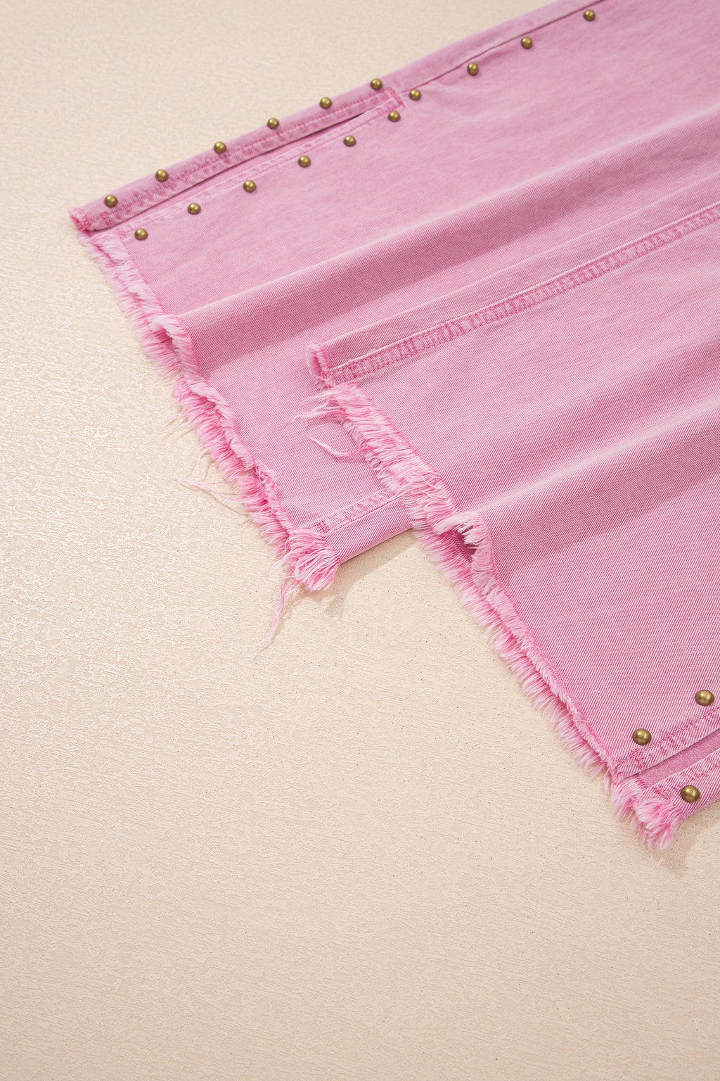 Pink Beaded Side Detail Split Loose Jeans