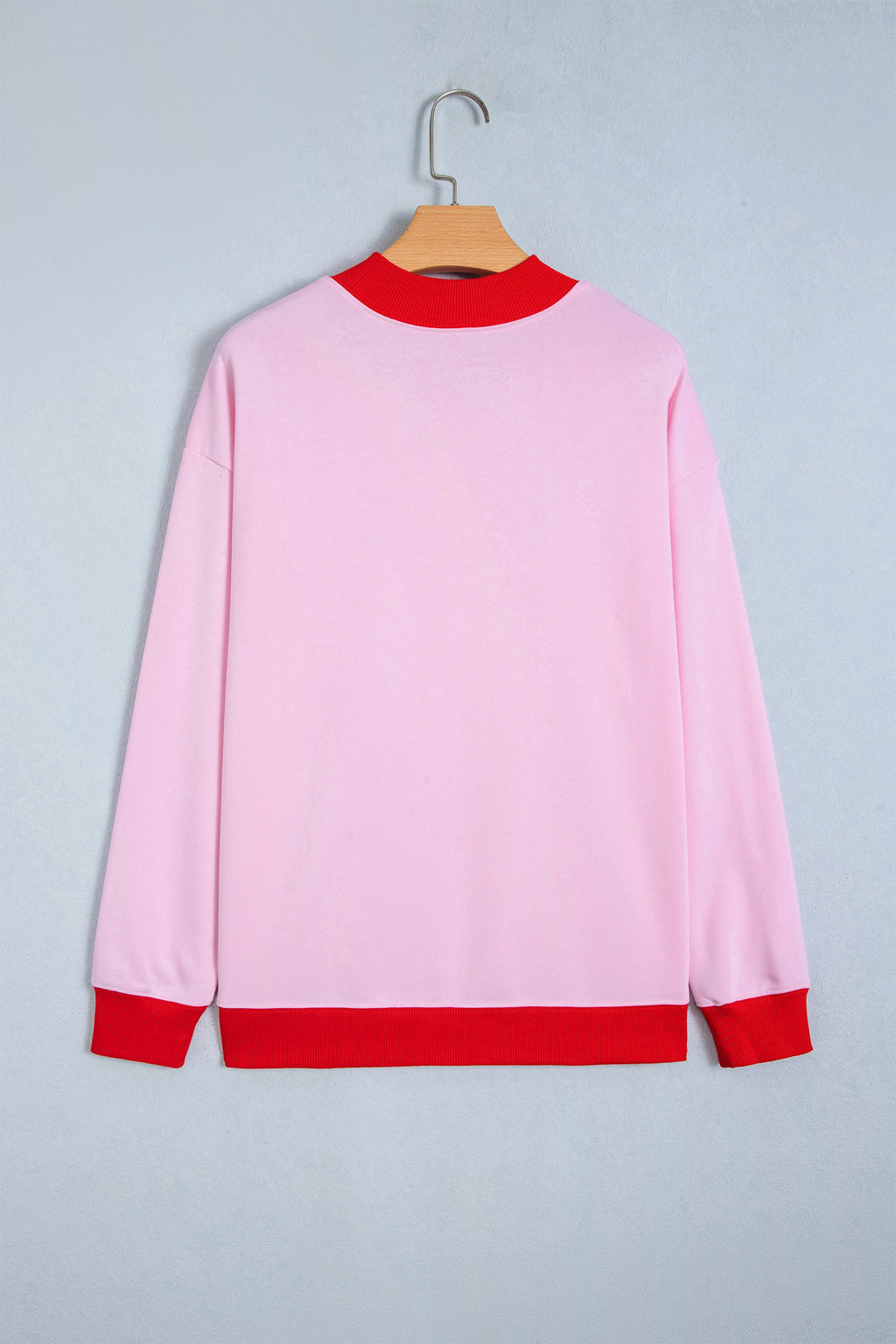 Grapefruit Orange Colorblock Trim Crewneck Long Sleeve Pullover Sweatshirt