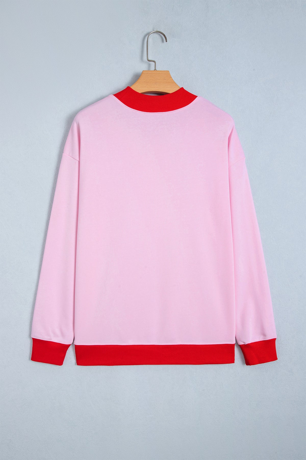 Grapefruit Orange Colorblock Trim Crewneck Long Sleeve Pullover Sweatshirt