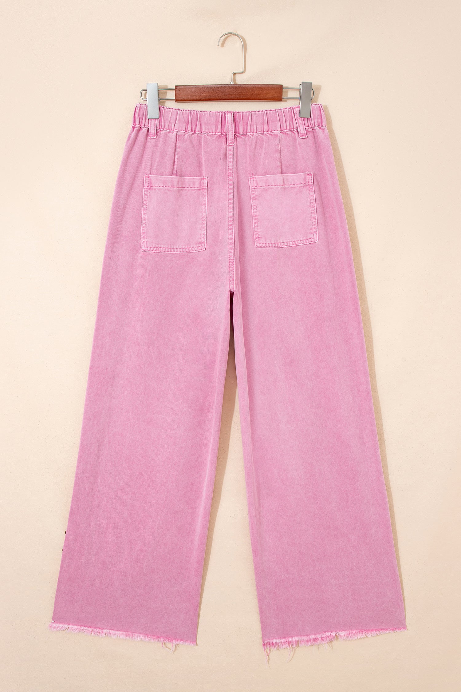 Pink Beaded Side Detail Split Loose Jeans