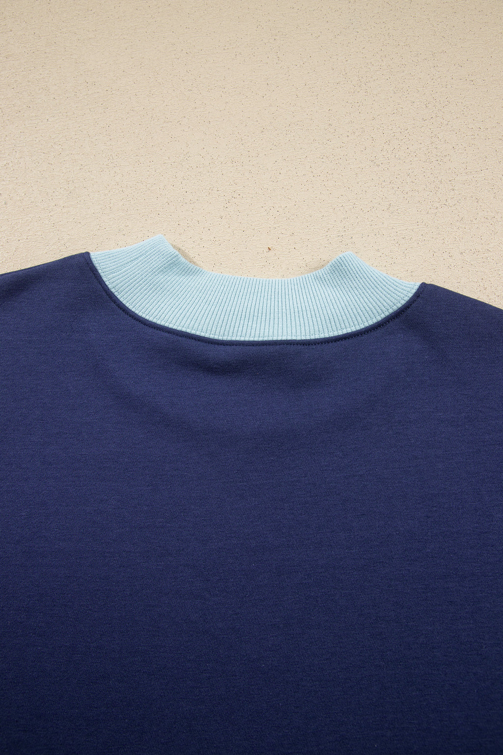 Grapefruit Orange Colorblock Trim Crewneck Long Sleeve Pullover Sweatshirt