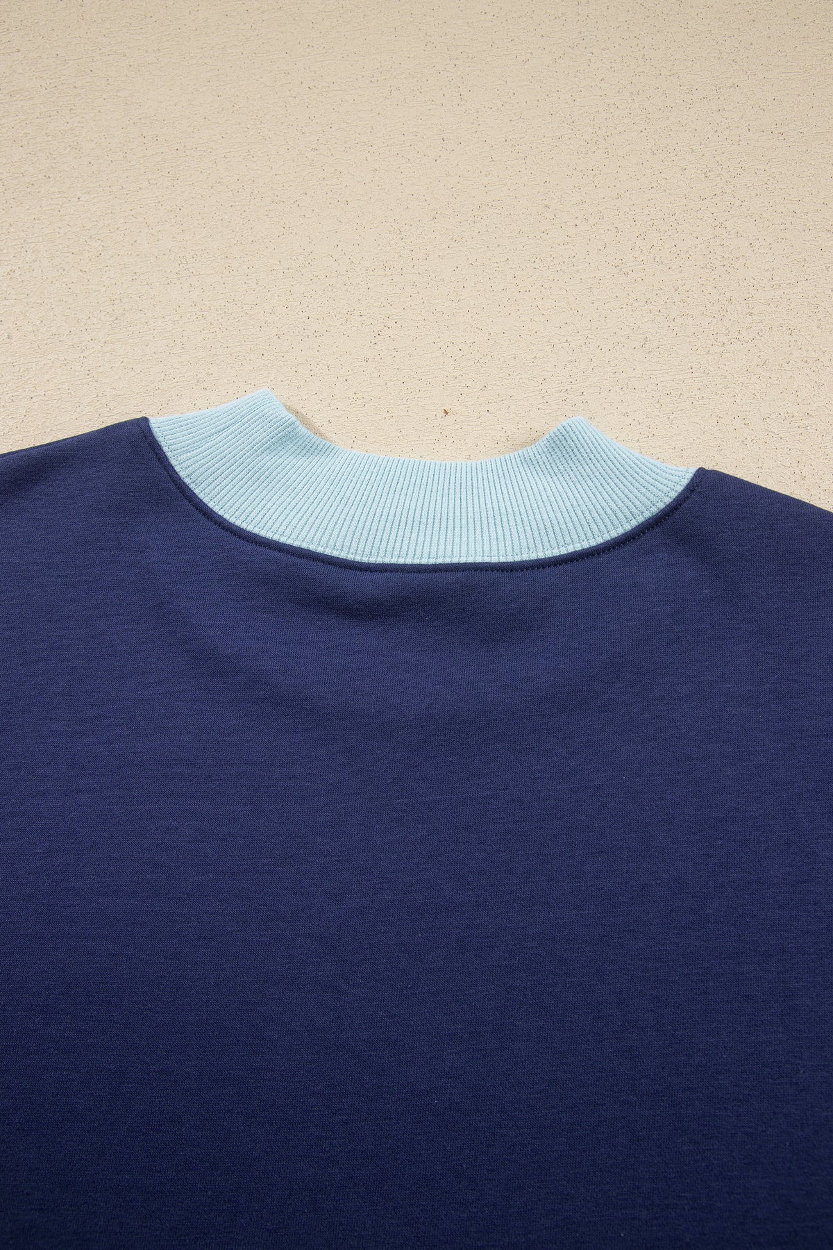 Grapefruit Orange Colorblock Trim Crewneck Long Sleeve Pullover Sweatshirt