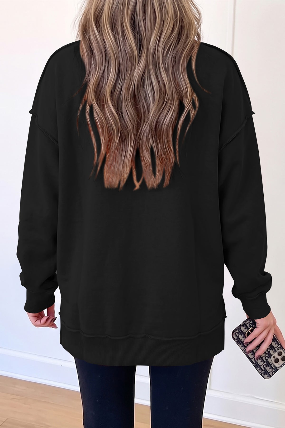Bluing Oversize Drop Shoulder Reversible Mock Neck Sweatshirt