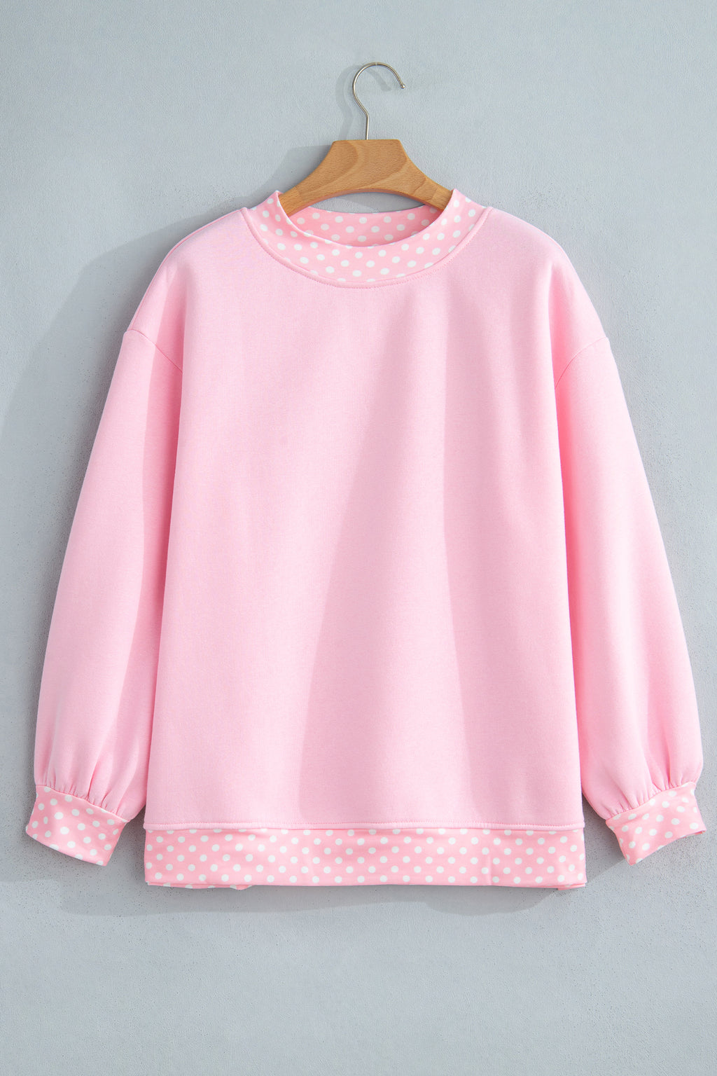 Red Colorblock Polka Dot Contrast Trim Oversized Sweatshirt