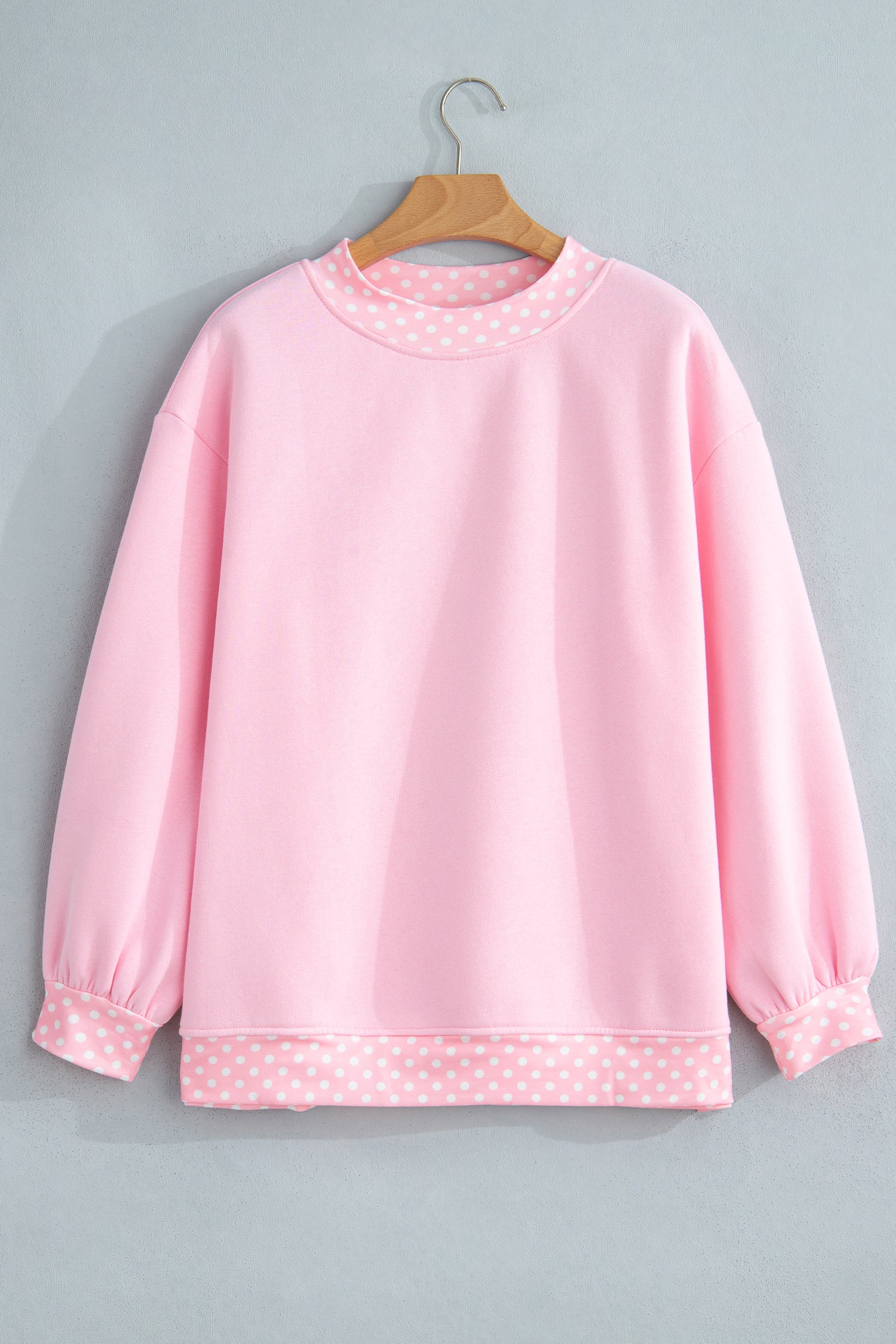 Red Colorblock Polka Dot Contrast Trim Oversized Sweatshirt
