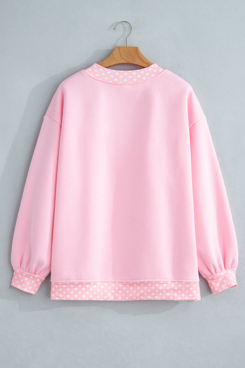Red Colorblock Polka Dot Contrast Trim Oversized Sweatshirt