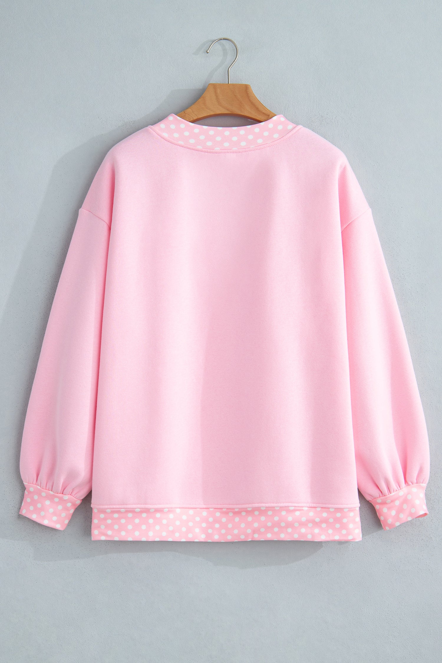 Red Colorblock Polka Dot Contrast Trim Oversized Sweatshirt