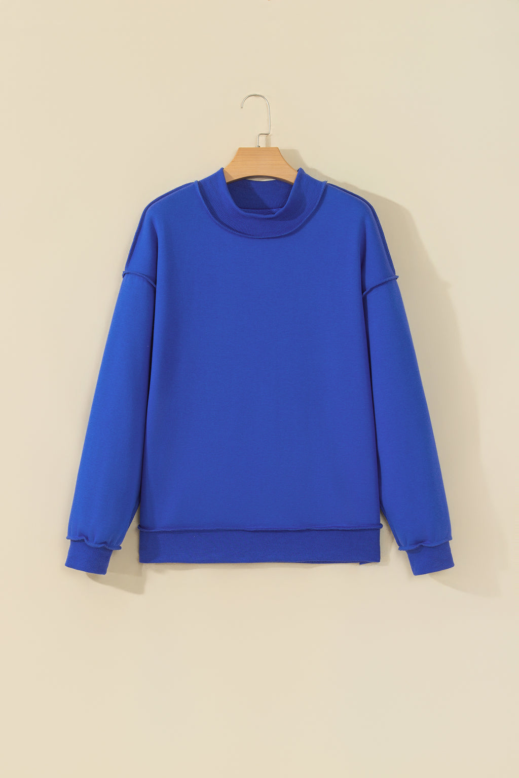 Bluing Oversize Drop Shoulder Reversible Mock Neck Sweatshirt