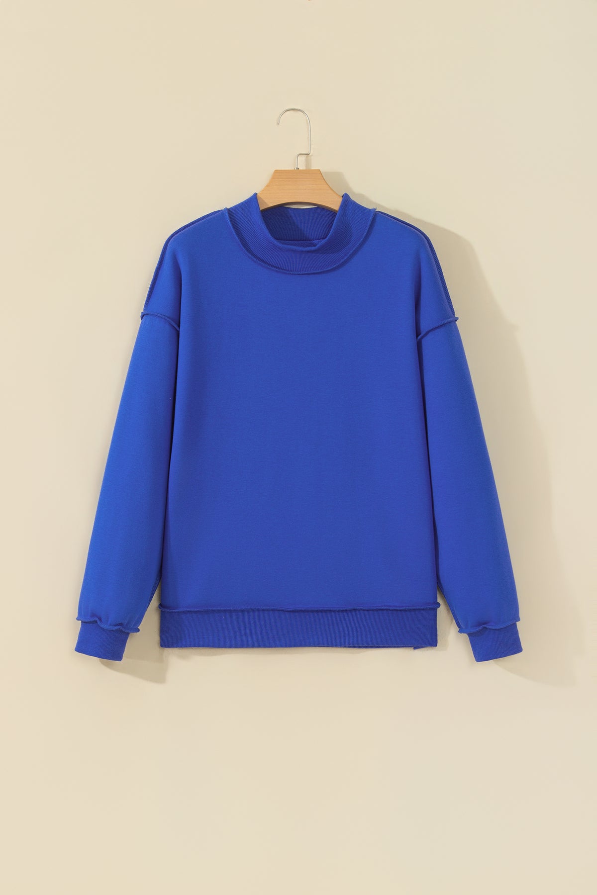 Bluing Oversize Drop Shoulder Reversible Mock Neck Sweatshirt