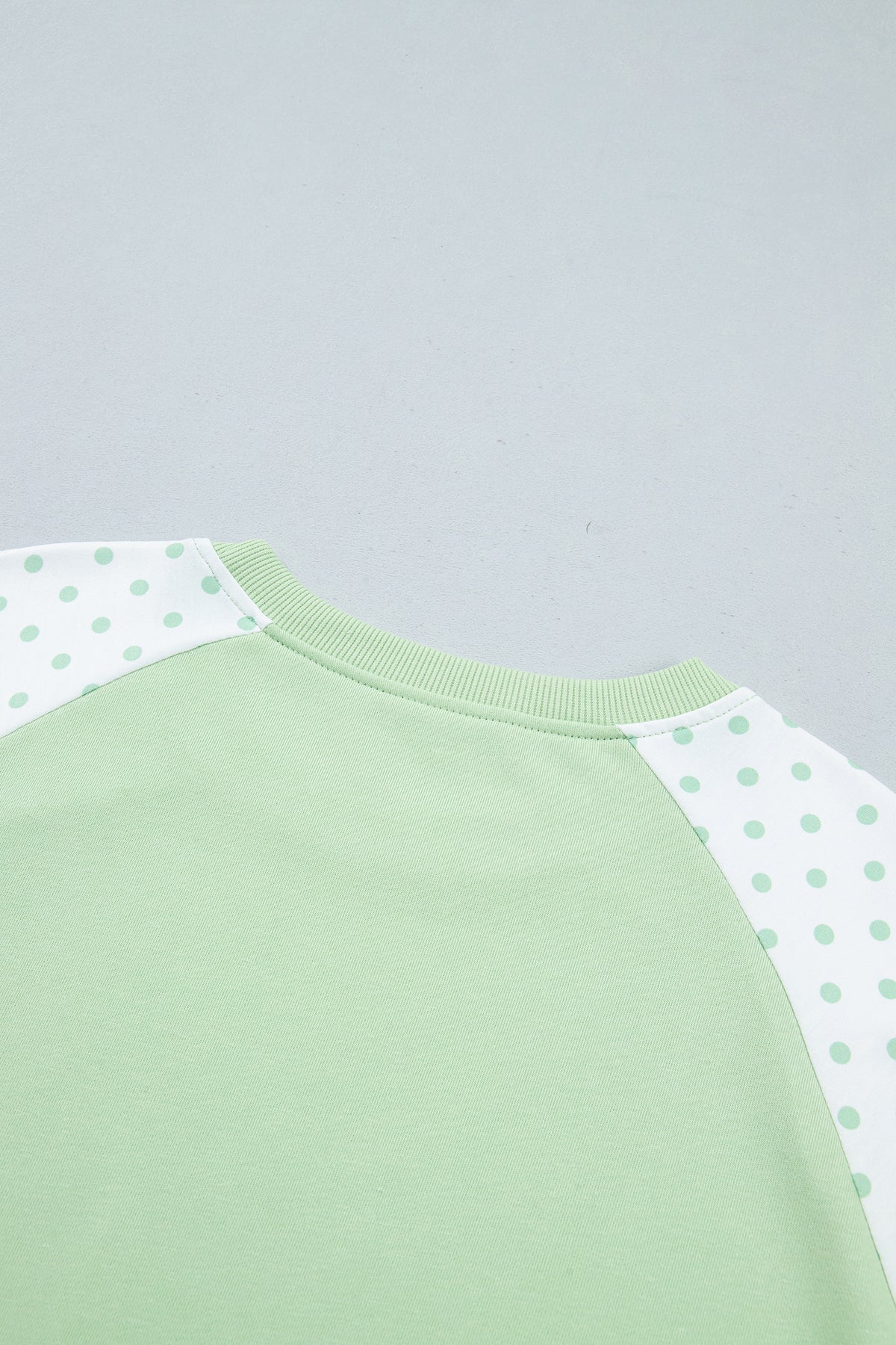 Light Blue Polka Dot Patchwork Colorblock Long Sleeve Casual Two Piece Pants Set