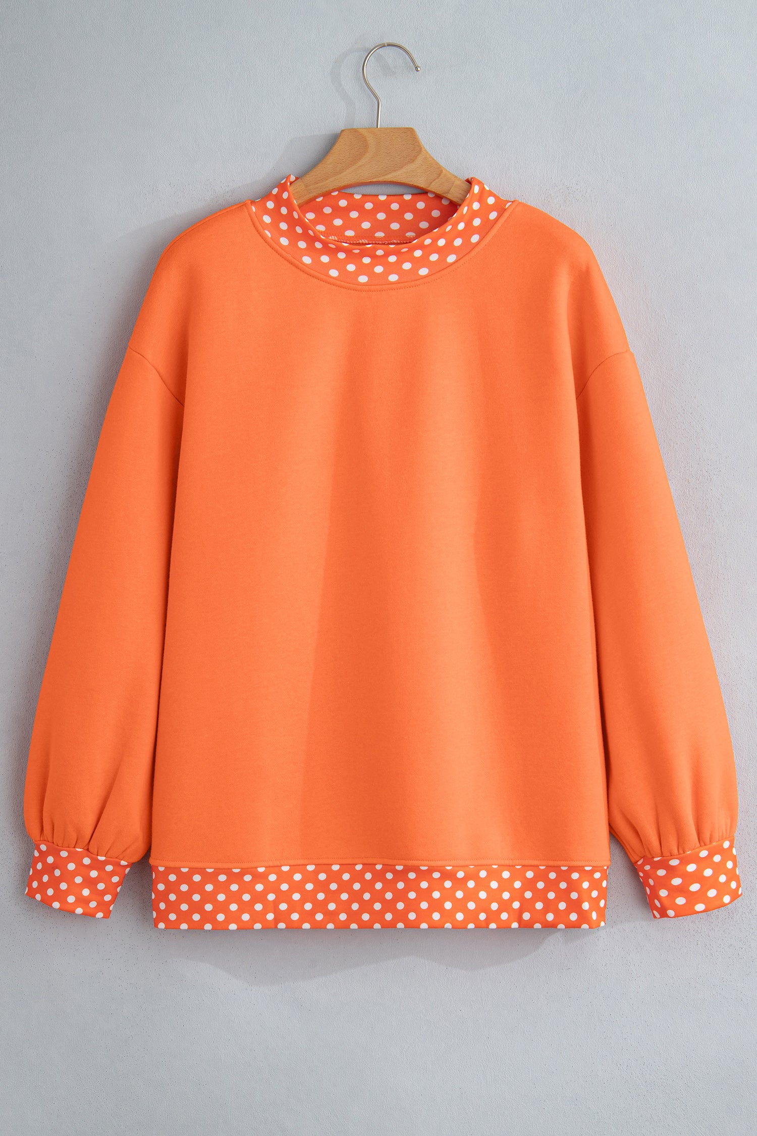 Red Colorblock Polka Dot Contrast Trim Oversized Sweatshirt